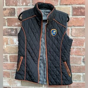 Kansas university Quilted Black Vest with brown Trim